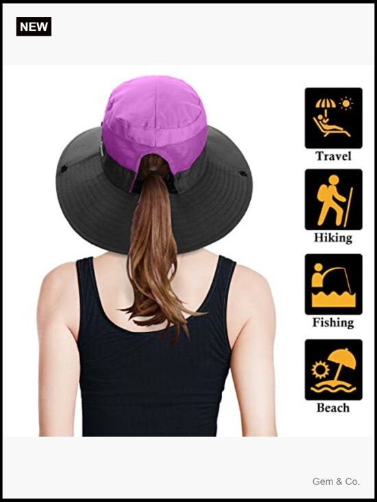 4 Pack Women\'s Ponytail Sun Hat UV Protection Foldable Mesh Wide Brim Beach main image 5